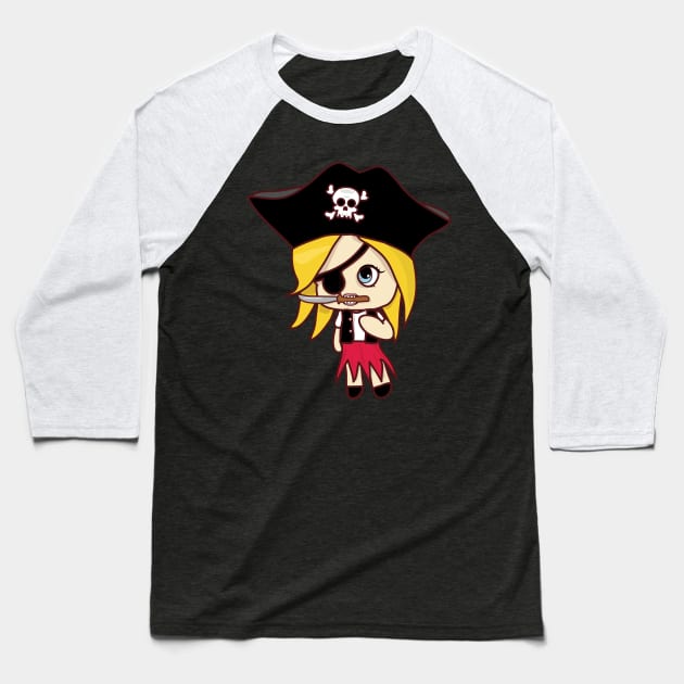 Girly Pirate Baseball T-Shirt by mrsmauve